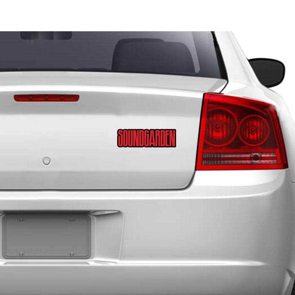 Car with a 'Soundgarden' sticker on the rear window