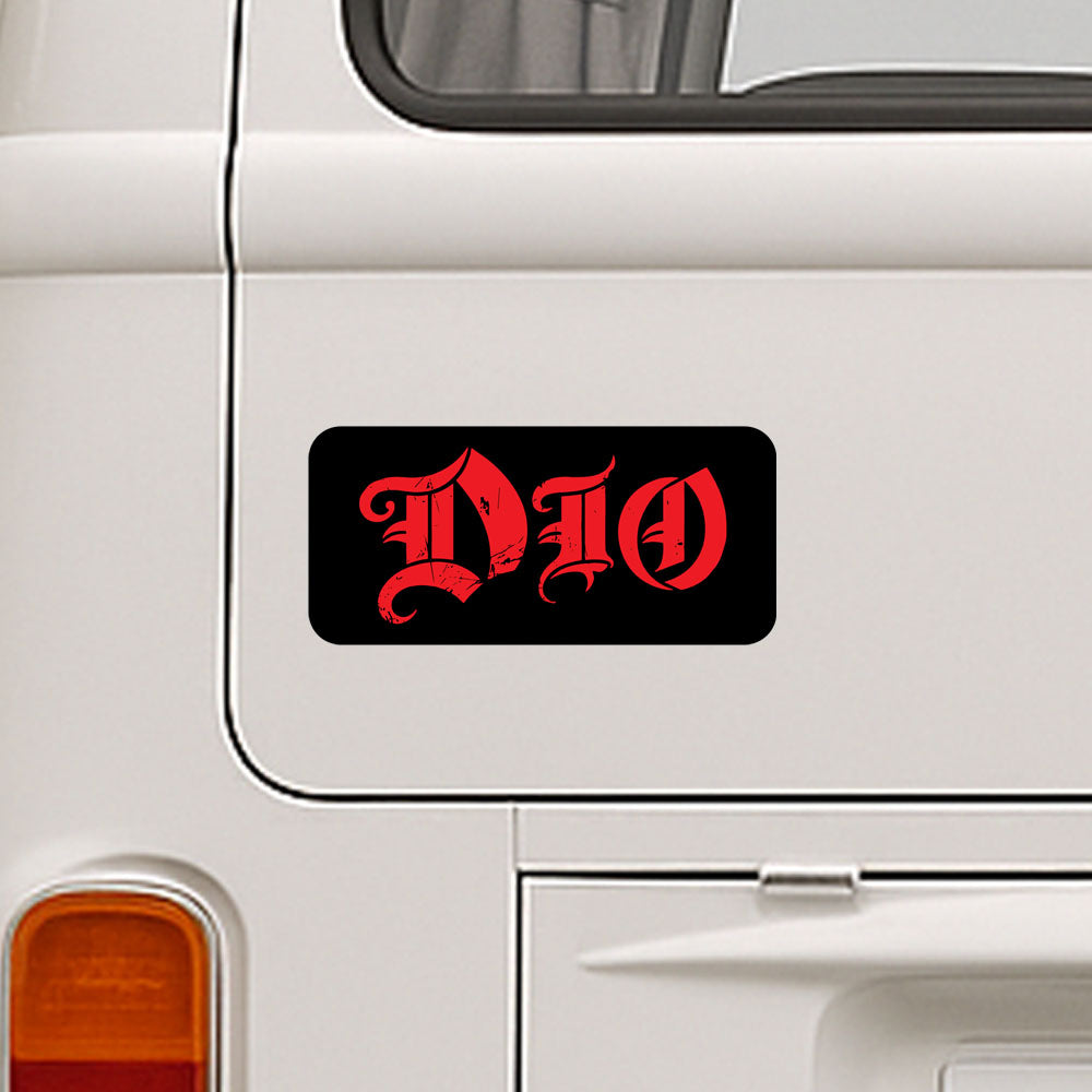 Black and red 'DIO' logo on a white vehicle