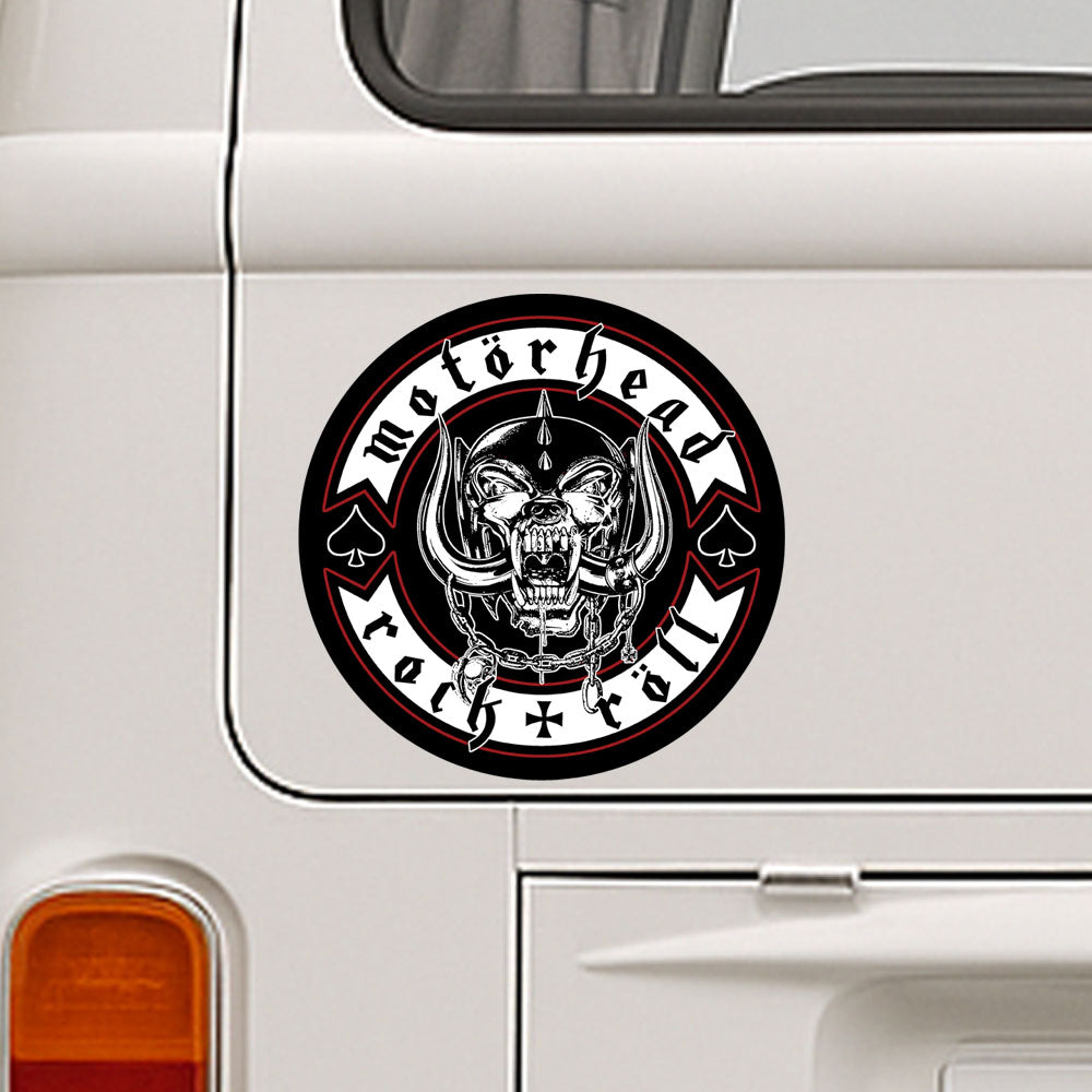 Motorhead logo decal on a white vehicle