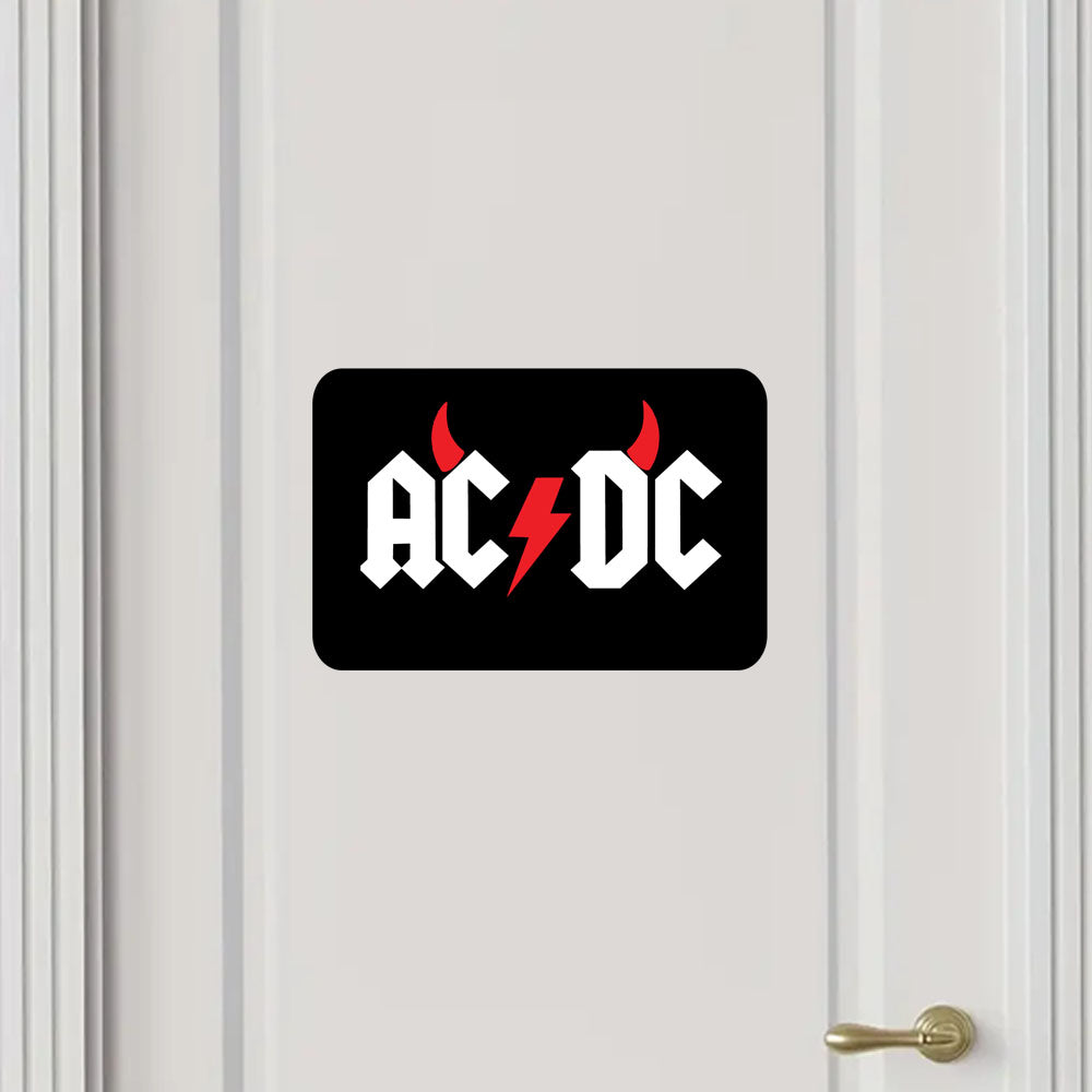 AC/DC logo on a white door