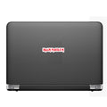 Black laptop with Iron Maiden logo on a white background