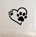 Dog Paw and Heart Decal - Ideal for Car Body Window Bumper, Wall, laptop etc...