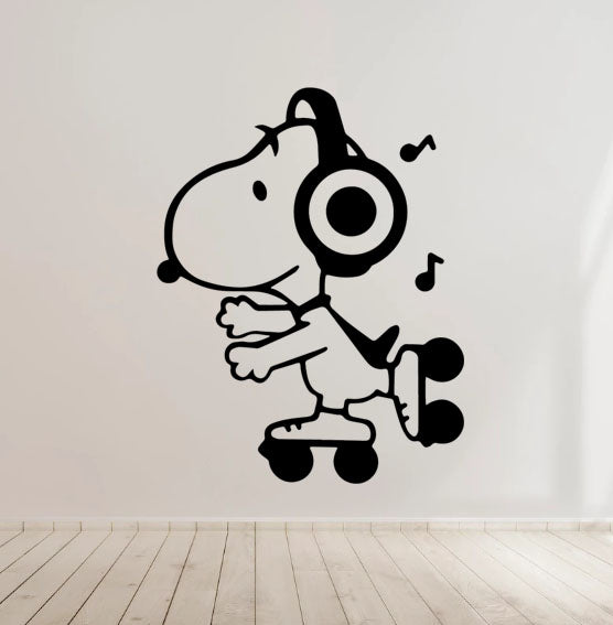 Skating Snoopy Vinyl Decal Sticker for Home, wall, décor, bar, Car, bedroom
