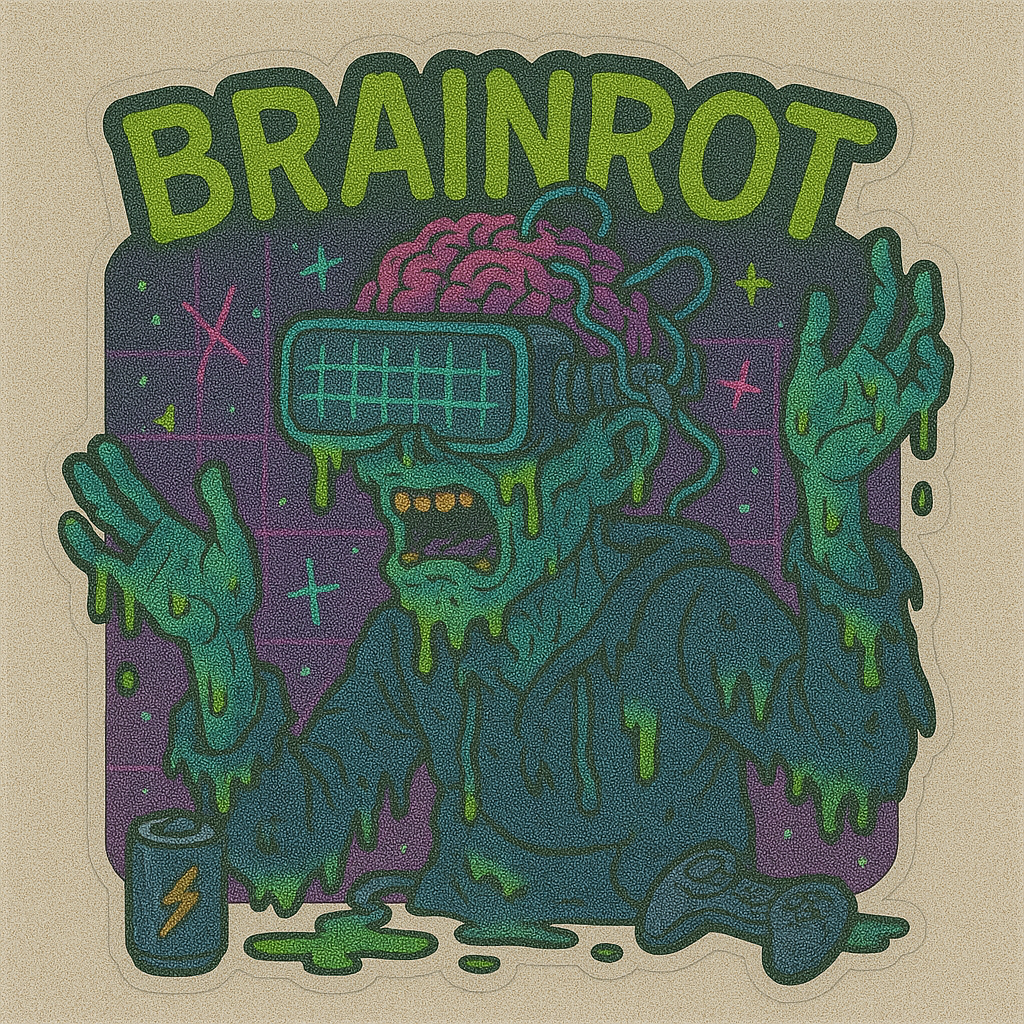 Gamer Brain Rot PC Decal - Vinyl Decal Sticker for Home, wall, décor, bar, room