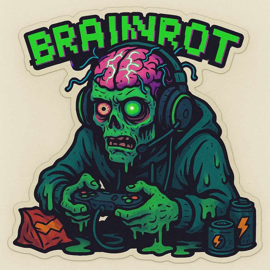 Gamer Brain Rot PC Decal - Vinyl Decal Sticker for Home, wall, décor, bar, room