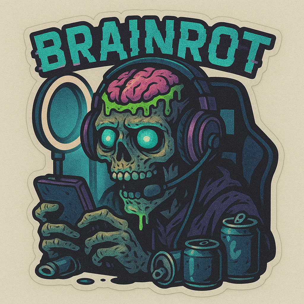 Gamer Brain Rot PC Decal - Vinyl Decal Sticker for Home, wall, décor, bar, room