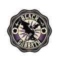 Black Sabbath logo with a silhouette of a witch on a broomstick and the band name.