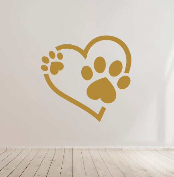 Dog Paw and Heart Decal - Ideal for Car Body Window Bumper, Wall, laptop etc...