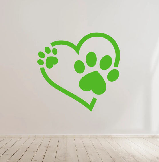 Dog Paw and Heart Decal - Ideal for Car Body Window Bumper, Wall, laptop etc...