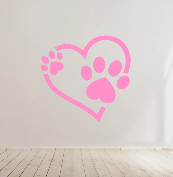 Dog Paw and Heart Decal - Ideal for Car Body Window Bumper, Wall, laptop etc...