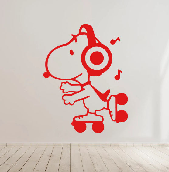 Skating Snoopy Vinyl Decal Sticker for Home, wall, décor, bar, Car, bedroom