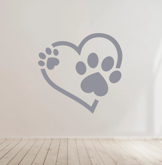 Dog Paw and Heart Decal - Ideal for Car Body Window Bumper, Wall, laptop etc...