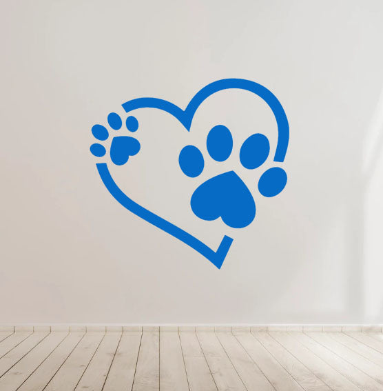 Dog Paw and Heart Decal - Ideal for Car Body Window Bumper, Wall, laptop etc...
